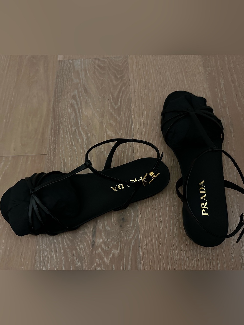 Prada Black Knotted Strap Flat Sandals